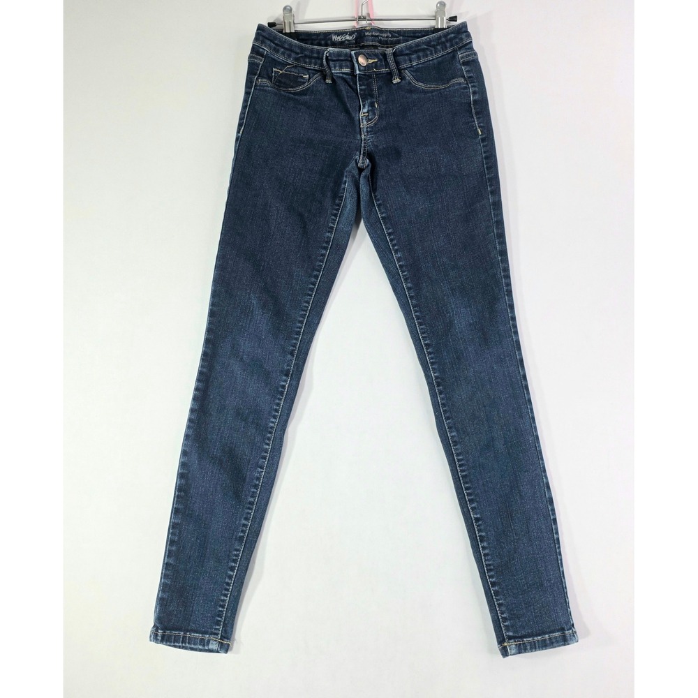 Mossimo Denim Mid-Rise Jegging Dark Wash Blue Stretch Skinny Jeans Size 28x28